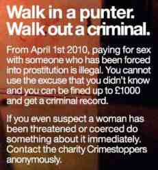 walk in a punter text advert