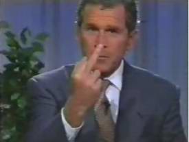 George Bush gives the finger