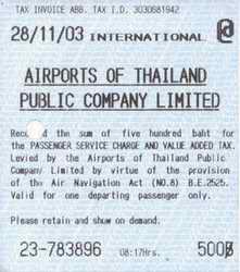 Departure tax ticket