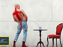 Skinhead pissing in a teacup